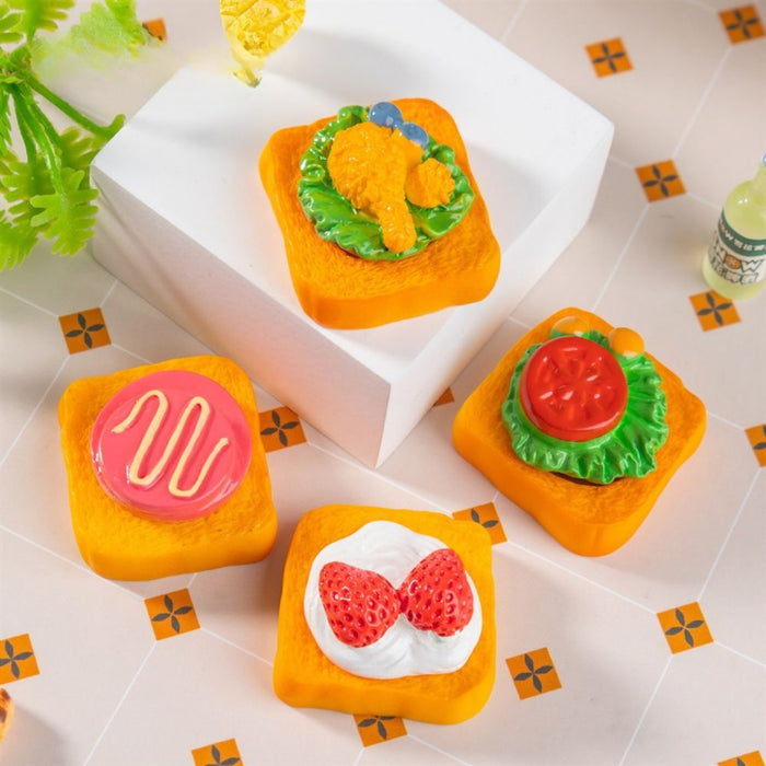 Miniature Toast Plastic Showpiece Set of 6 – Cute Fake Food Flatbread Miniatures for DIY Craft, Dollhouse Decoration and Fairy Garden
