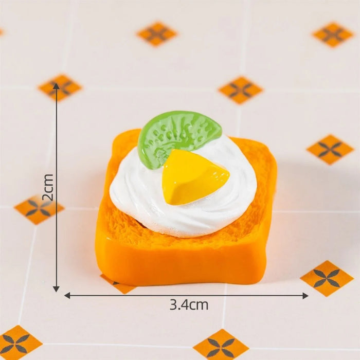 Miniature Toast Plastic Showpiece Set of 6 – Cute Fake Food Flatbread Miniatures for DIY Craft, Dollhouse Decoration and Fairy Garden