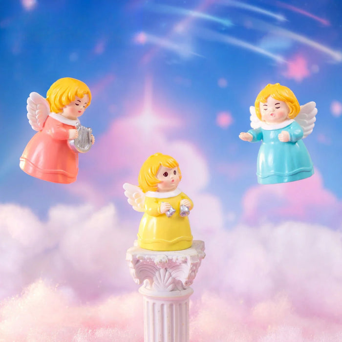 Cute Little Angel Miniatures - Set of 3 Colorful Fairy Figurines for Home Decor, Fairy Garden, and Showpiece Display