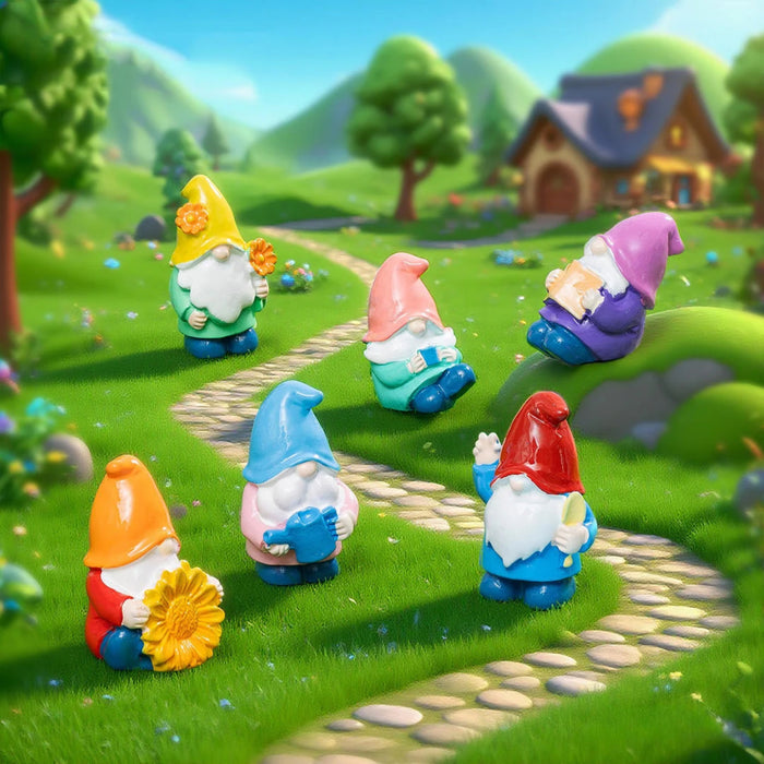 Miniature Garden Gnomes - Set of 6 Colorful Plastic Figurines for Terrarium, Fairy Garden, and Home Decor