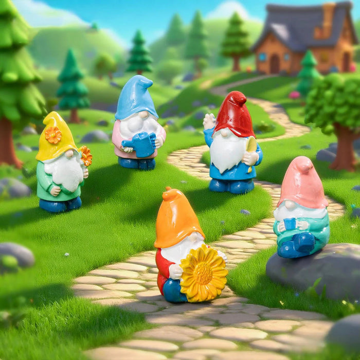 Miniature Garden Gnomes - Set of 6 Colorful Plastic Figurines for Terrarium, Fairy Garden, and Home Decor