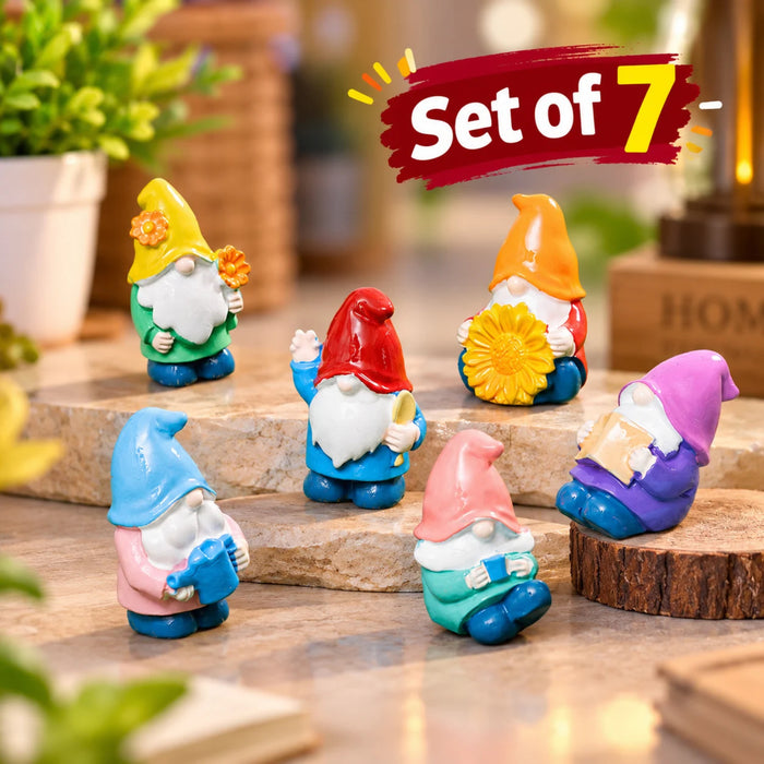 Miniature Garden Gnomes - Set of 6 Colorful Plastic Figurines for Terrarium, Fairy Garden, and Home Decor