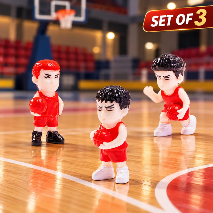 Miniature Basketball Players Set of 3, Sports Action Figurines for Home Decor, Office Desk