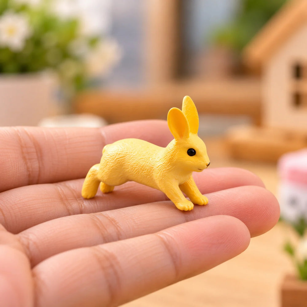 Miniature Rabbit Figurines Set of 4 – Cute Small Bunny Statues for Fairy Garden, Micro Landscape, Dollhouse Decor, and Plant Pots
