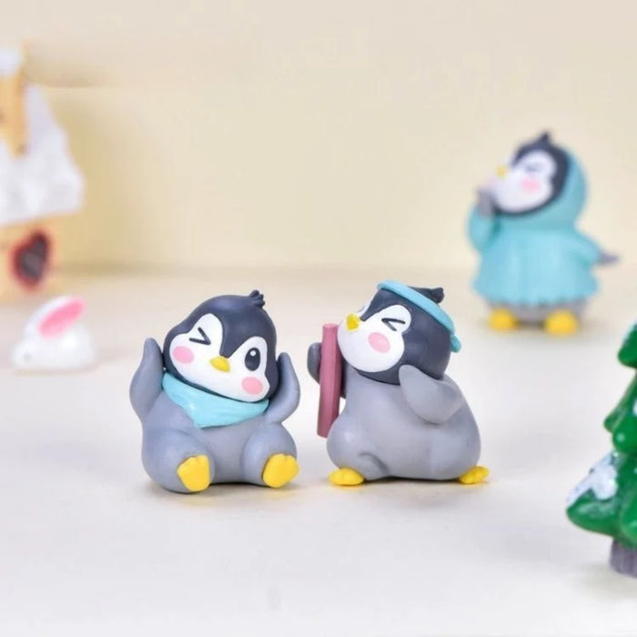 Cute Penguin Figurines Set of 6 – Mini Animal Statues for Fairy Garden, Terrarium, Diorama, and Desk Decor