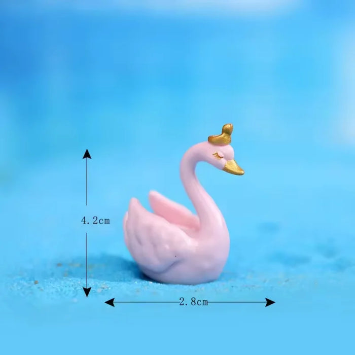 Cute Crown Swan Couple Showpiece Set of 2 – Plastic Decorative Ornaments for Home Decor, Living Room, Tabletop, and Office Desk (Blue & Pink)