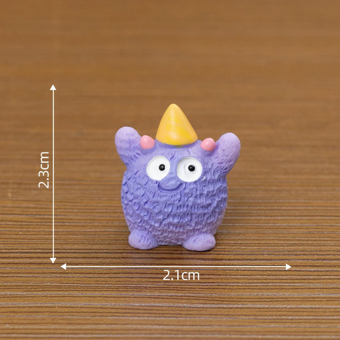 Cute Miniature Party Monster Figurines - Set of 5 Colorful Birthday Statues for Micro Landscapes, Fairy Gardens & Cake Toppers