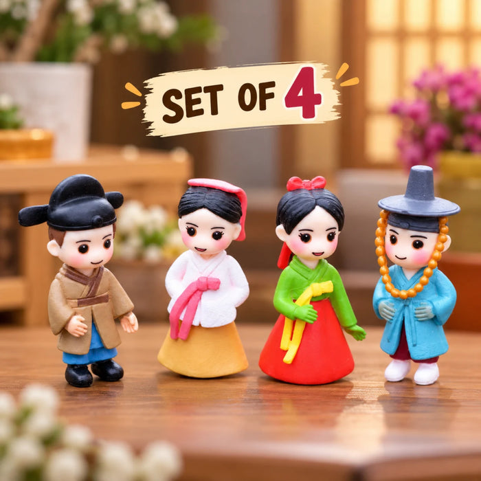 Miniature Cute Traditional Couple Figurines Set of 2 for Garden Decor, Dollhouse, and Micro Landscape Setup