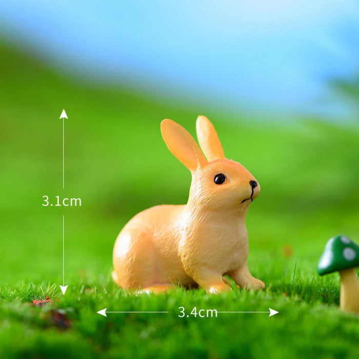 Miniature Rabbit Figurines Set of 4 – Cute Small Bunny Statues for Fairy Garden, Micro Landscape, Dollhouse Decor, and Plant Pots