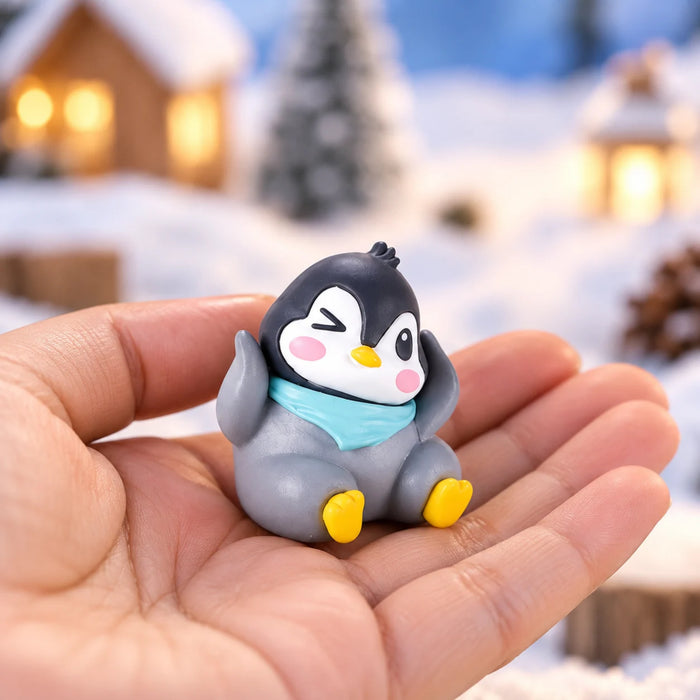 Cute Penguin Figurines Set of 6 – Mini Animal Statues for Fairy Garden, Terrarium, Diorama, and Desk Decor