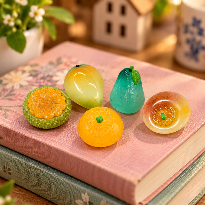 Wonderland Exotic Miniature Fruit Collection - 5 Piece Set| Miniature Fruit Figures Set | Realistic Dollhouse Kitchen Decoration & Craft Supplies