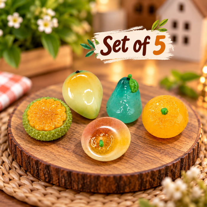 Wonderland Exotic Miniature Fruit Collection - 5 Piece Set| Miniature Fruit Figures Set | Realistic Dollhouse Kitchen Decoration & Craft Supplies