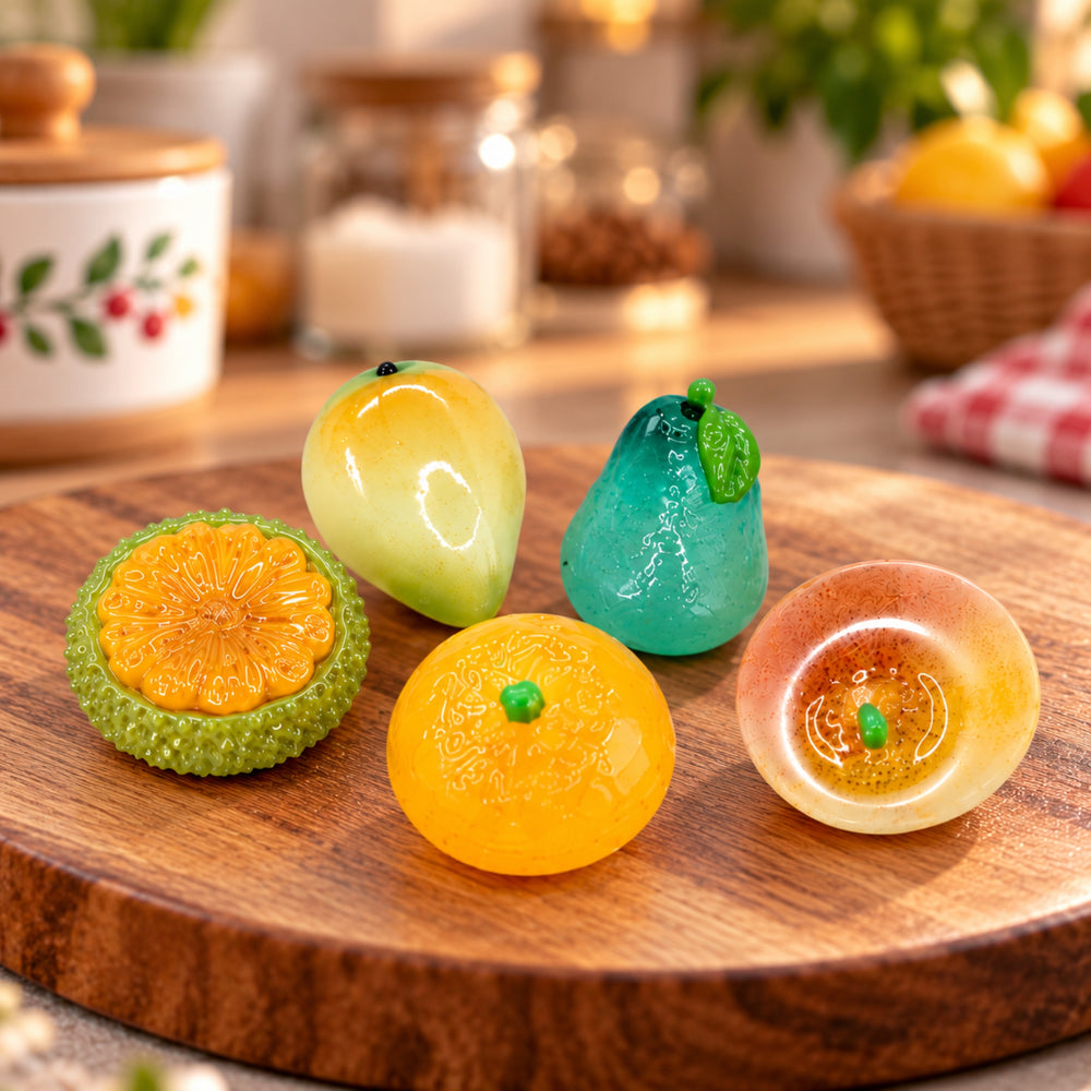 Wonderland Exotic Miniature Fruit Collection - 5 Piece Set| Miniature Fruit Figures Set | Realistic Dollhouse Kitchen Decoration & Craft Supplies
