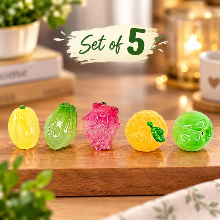 Wonderland Fruit & Vegetable  Miniature set |  Crystal Glass Miniature Fruit Figurine| Colorful Art Glass Sculptures for HomeDecor | Elegant Paperweight & Collectible Gift