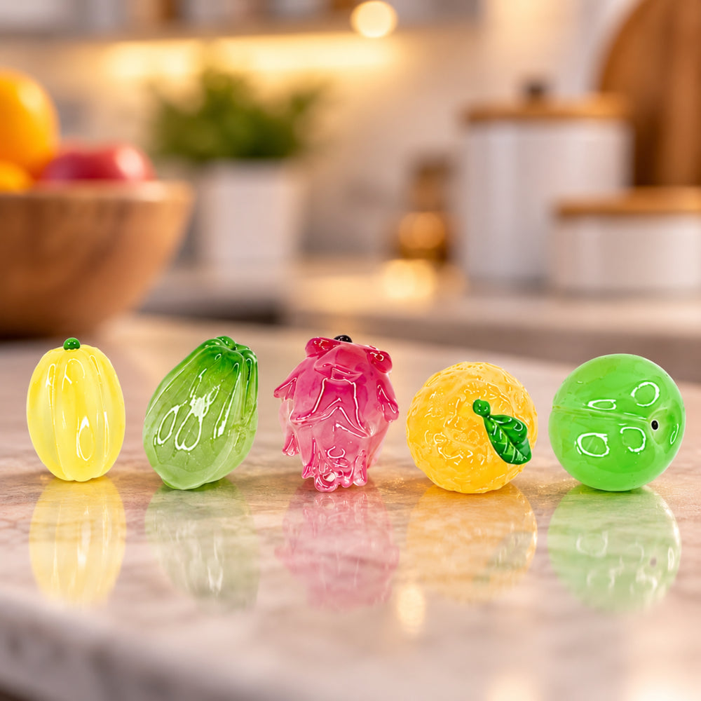 Wonderland Fruit & Vegetable  Miniature set |  Crystal Glass Miniature Fruit Figurine| Colorful Art Glass Sculptures for HomeDecor | Elegant Paperweight & Collectible Gift