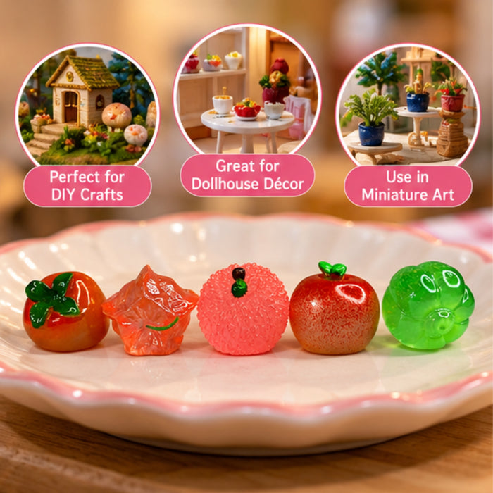 (Set of 5 Mini Fruits |Fruit Model Realistic |Mini Fruit Kitchen Food Simulation Fruits for DIY Crafts -06