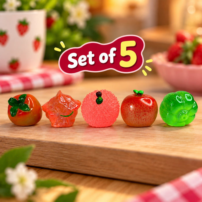 (Set of 5 Mini Fruits |Fruit Model Realistic |Mini Fruit Kitchen Food Simulation Fruits for DIY Crafts -06