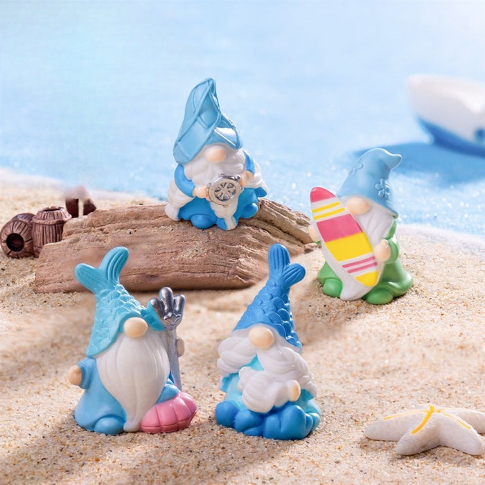 (Set of 7 Christmas Mini Gnomes Cute Beach Summer Gnomes Resin Miniature Gnomes Figurines Fairy Garden Accessories