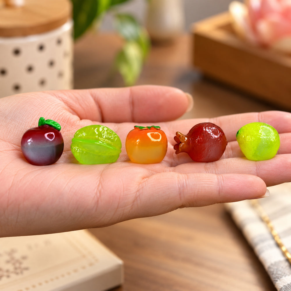 (Set of 5 Mini Fruits |Fruit Model Realistic |Mini Fruit Kitchen Food Simulation Fruits for DIY Crafts -01