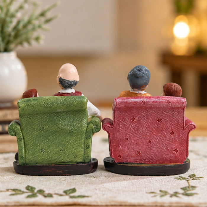 (Set of 2) Grandparents with Grandson Resin Ornament Elderly
