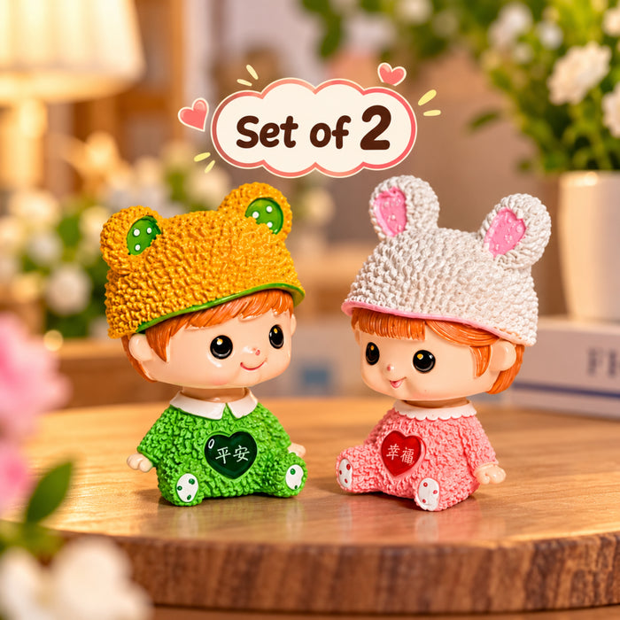 (Set of 2) Imported Resin Cartoon Shaking Head Adorkable Couple Ornaments Car Home Bedroom Decoration Gifts(Multicolor) |