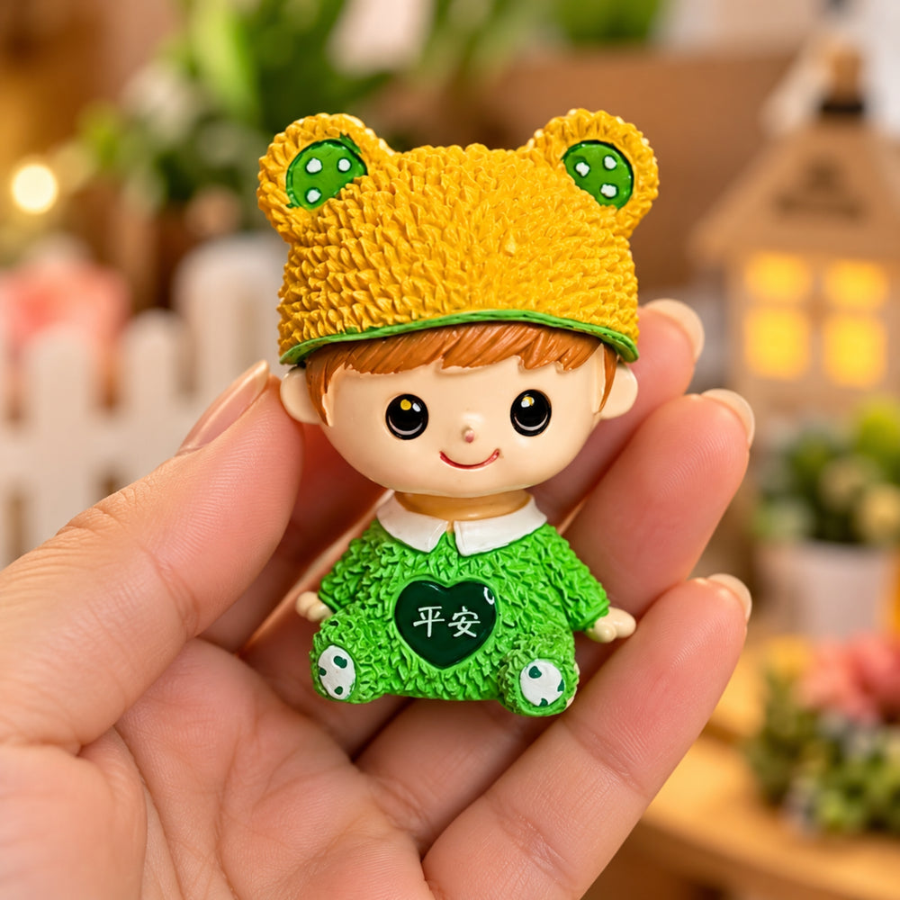 Imported Resin Resin Cartoon boy Shaking Head Adorkable (Green) | Shelf Décor | Miniature Figurine| Shelf Décor | Resin Home décor | Gift Items (1 pc)