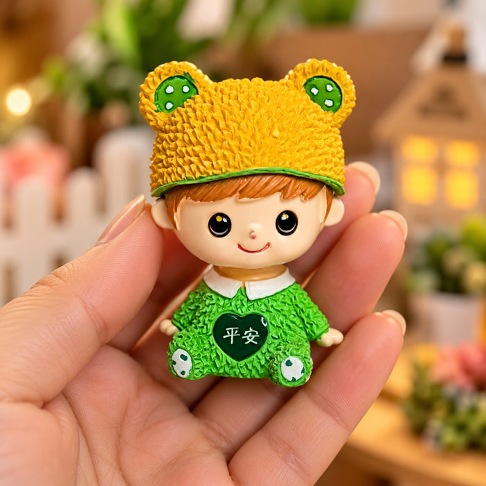 Imported Resin Resin Cartoon boy Shaking Head Adorkable (Green) | Shelf Décor | Miniature Figurine| Shelf Décor | Resin Home décor | Gift Items (1 pc)