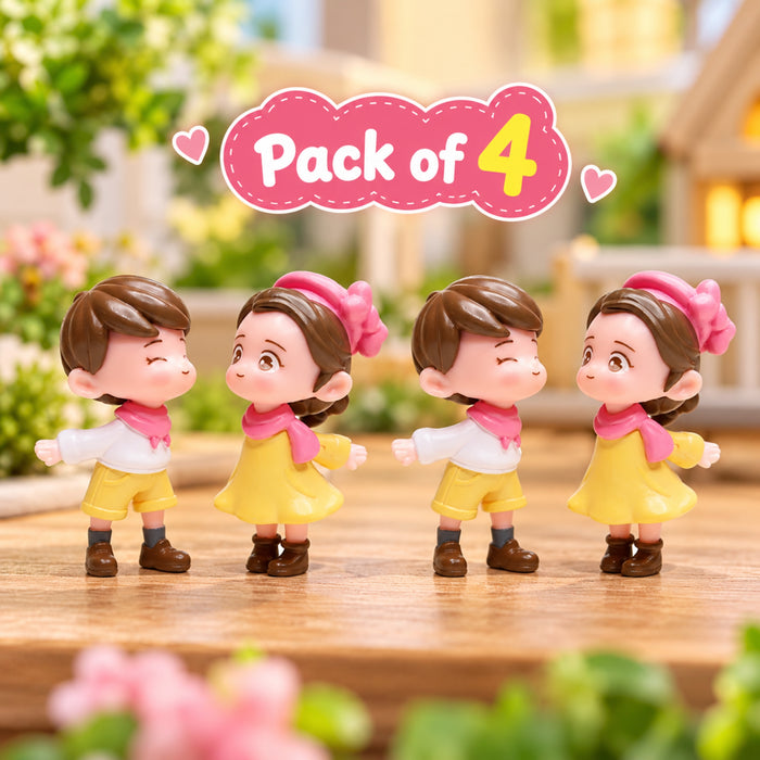 Imported Miniatures ( pack of 4 ) Romantic Couple Miniature | Shelf Décor | Miniature Figurine| Shelf Décor | Resin Home décor | Gift Items| Car Dashboard- Boy- 1x1x2, Girl- 1x1.2x2.2 inch