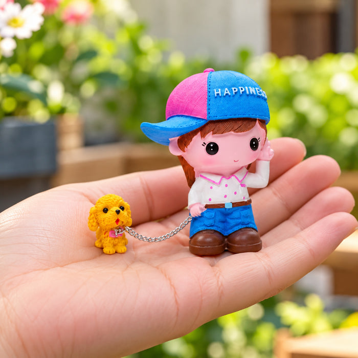 Wonderland imported resin girl with dog statue