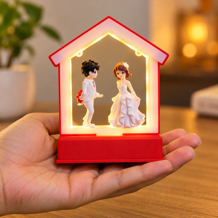 Wonderland Love Illuminated: Couple Lights Frame with 3D miniature couple