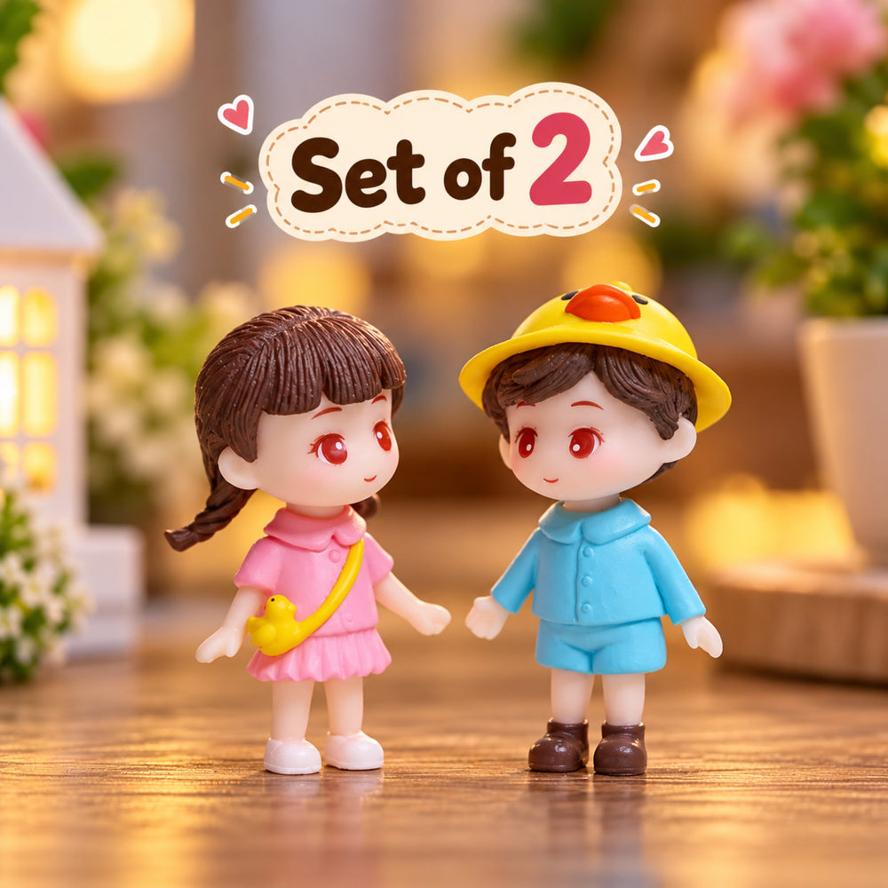 Kindegarden Kids (Pink and Blue) Couple Miniature | Figurine for Doll House , Crafts | Shelf Décor | Resin home décor | gift items- 1x0.5x2 inch boy & girl
