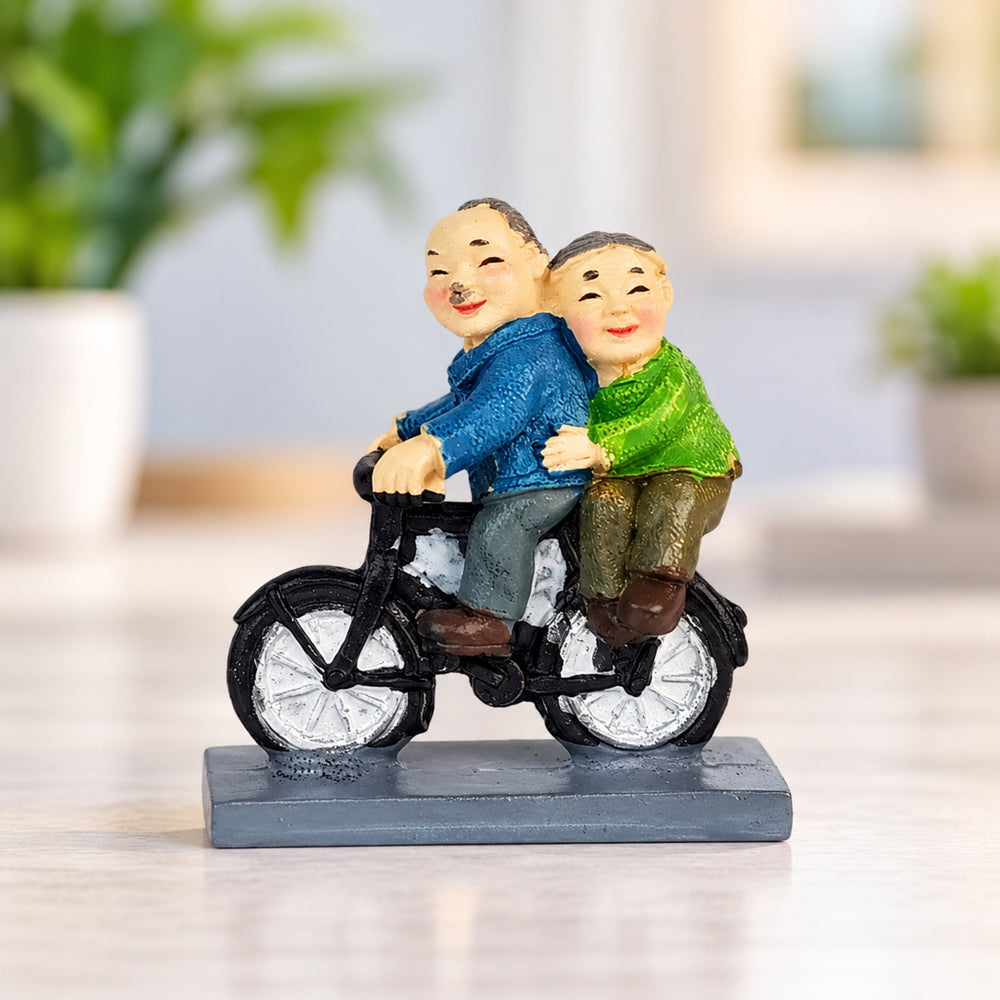 Old Couple on Cycle (Single pc) Miniature Garden Decorations, Terranium décor, Miniature Fairy Garden