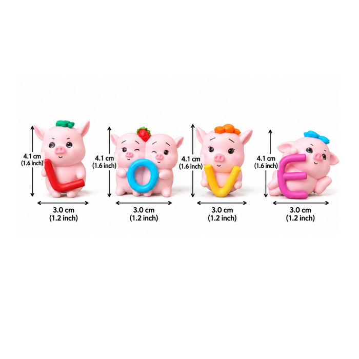 Wonderland Piggy Love (Set of 4)|Miniature toys | Tiny toys |Mini collectibles |Small figures | Miniature dollhouse| Miniature fairy garden accessories| Unique gifts