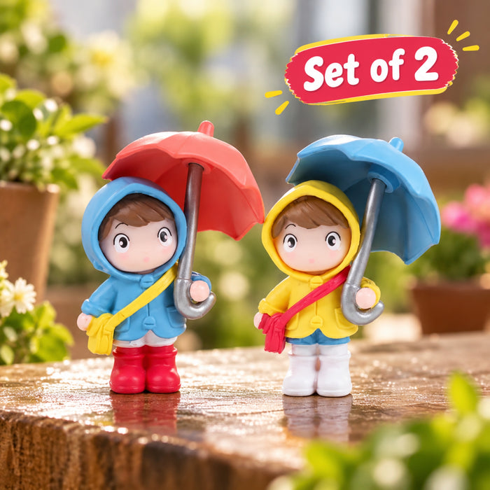 Open umbrella Holding couple-1 ( Miniature toys , cake toppers , small figuine, Valentine couple)