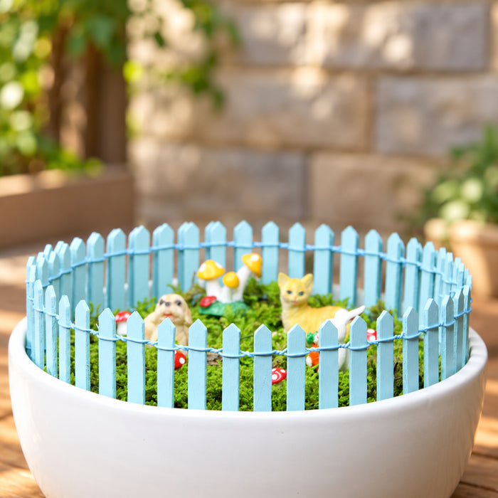 Set of 2 Miniature Toys long  Fence (Light Blue)