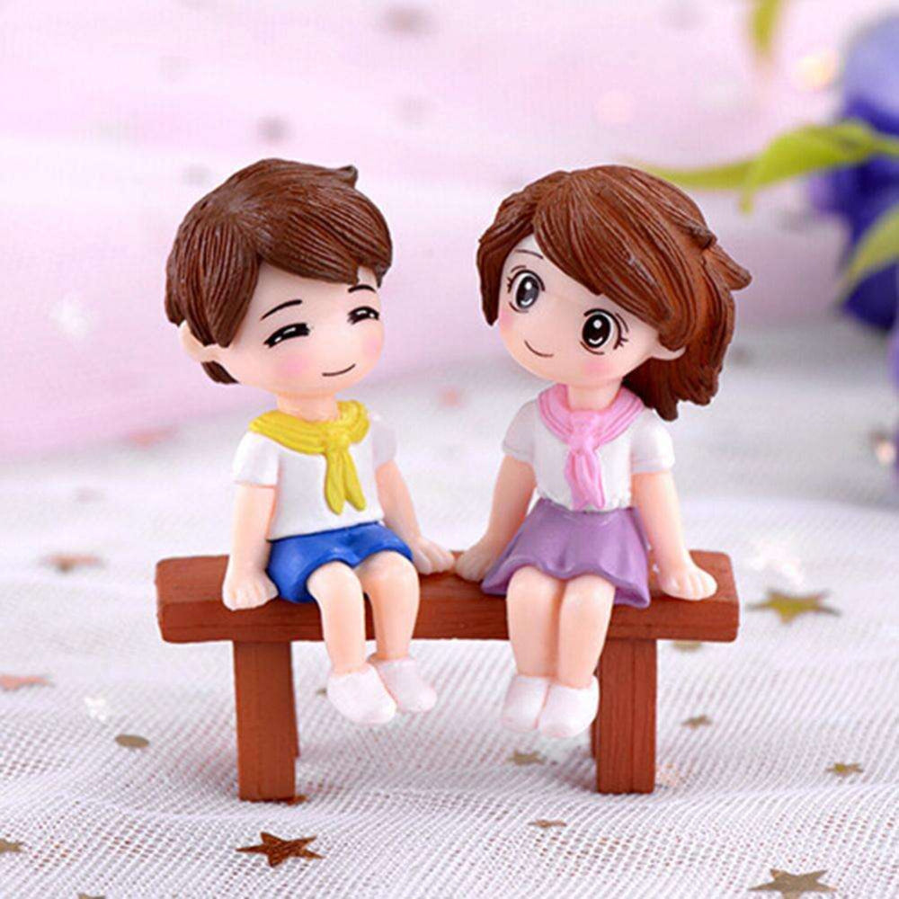 Miniature Couple Set for Miniature Garden Decor (Bonsai , Plant décor, Miniature Toys) (Kids in Uniform)
