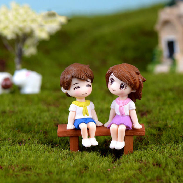Miniature Couple Set for Miniature Garden Decor (Bonsai , Plant décor, Miniature Toys) (Kids in Uniform)