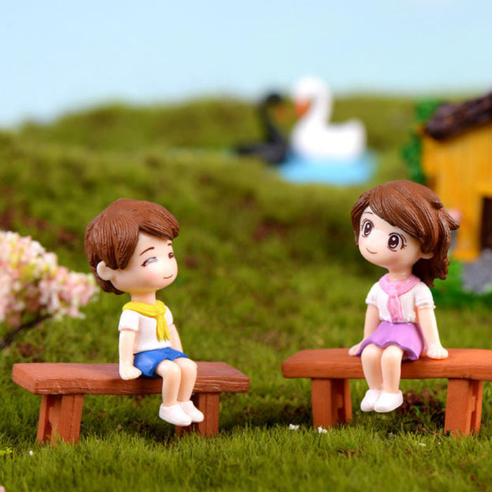 Miniature Couple Set for Miniature Garden Decor (Bonsai , Plant décor, Miniature Toys) (Kids in Uniform)
