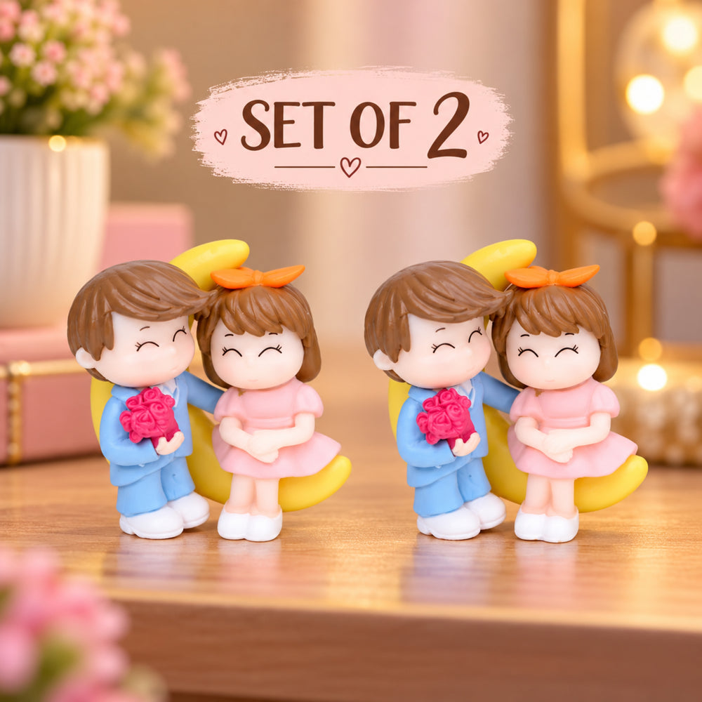 Miniature Toys - Set of 2 Big Moon Couple (Fairy garden accessories)