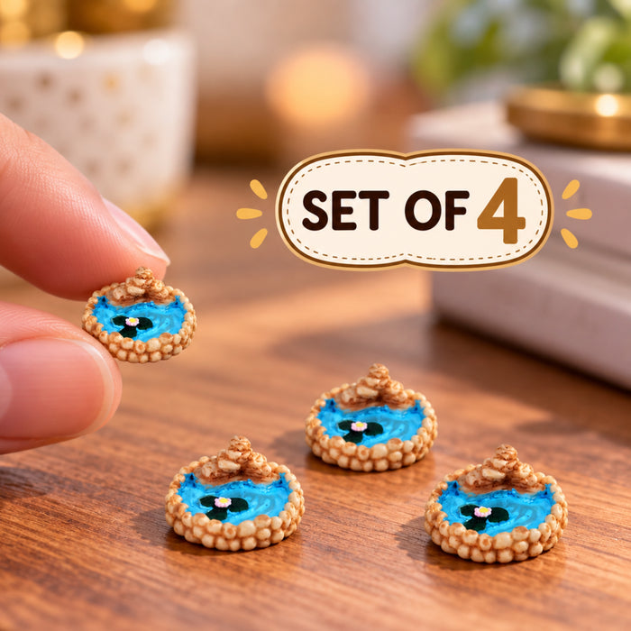 Miniature Toys: Set of 4 Small Round Ponds for Fairy Garden Decoration
