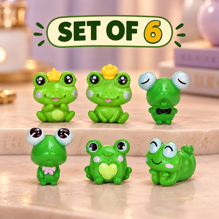 Miniature Toys : (Set of 6) Funny Frogs for Fairy Garden Accessories