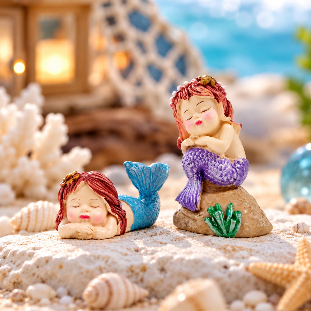 ( 2 Pc/Set Mermaid Garden/Bonsai Miniature for Landscape Decoration,Plants (Tray Gardening, Miniature Toys)