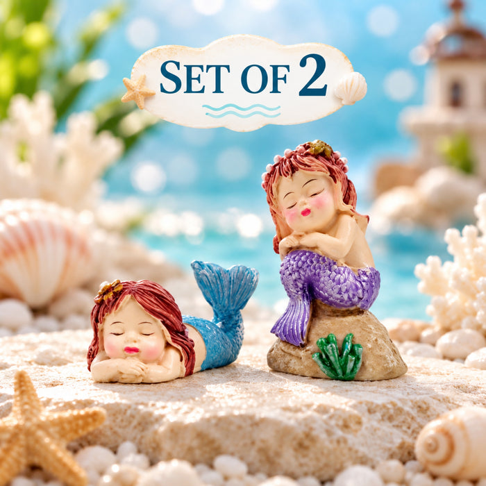 ( 2 Pc/Set Mermaid Garden/Bonsai Miniature for Landscape Decoration,Plants (Tray Gardening, Miniature Toys)