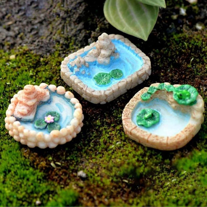 Miniature Toys : (Se of 3) Small Ponds for Fairy Garden Accessories