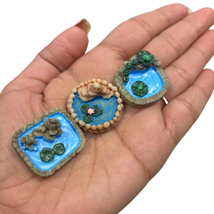 Miniature Toys : (Se of 3) Small Ponds for Fairy Garden Accessories