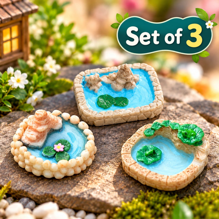 Miniature Toys : (Se of 3) Small Ponds for Fairy Garden Accessories