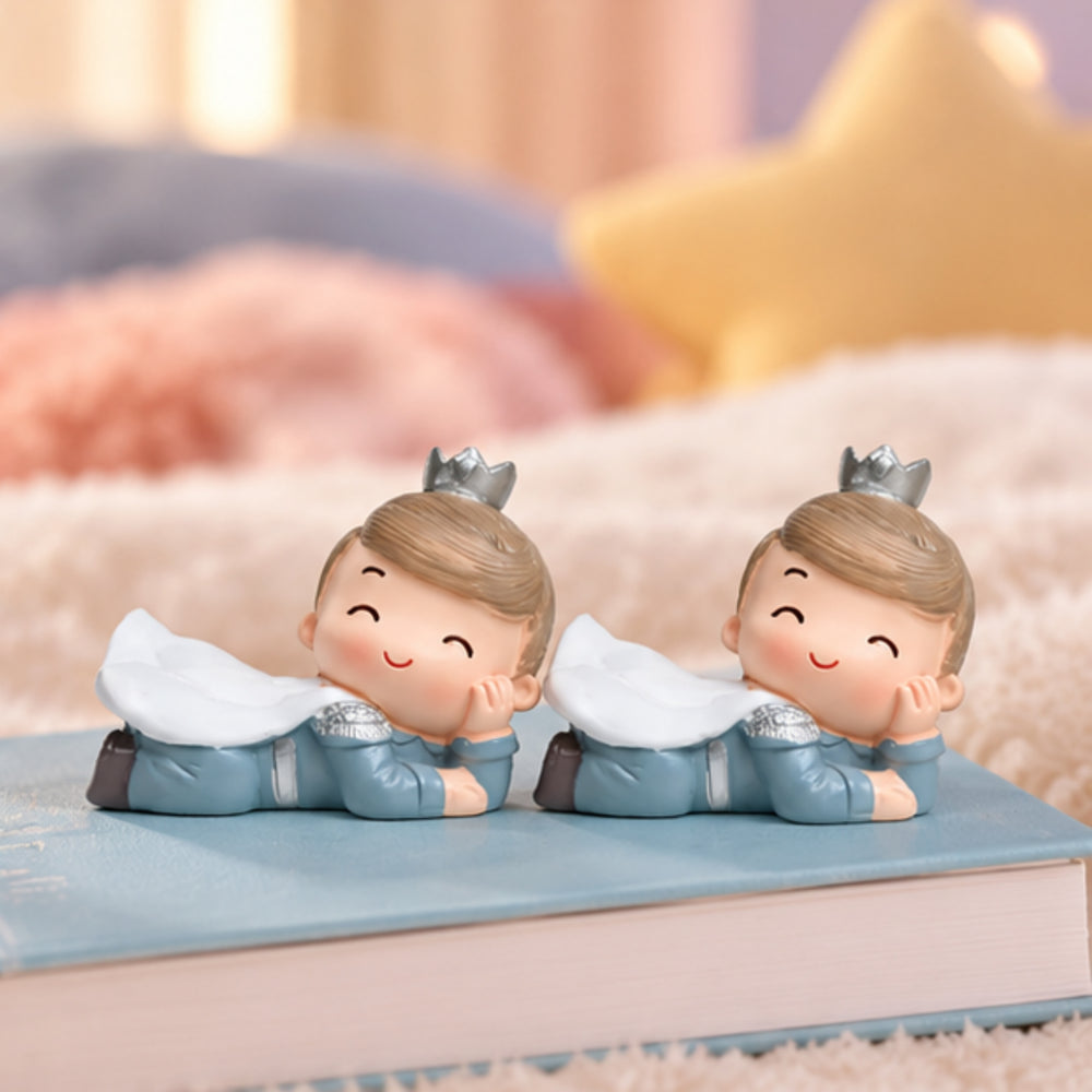 ( Pack of 2 Lying Prince | Car décor| Baby Shower Gifts | Shelf Décor | Resin Home décor