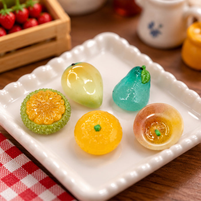 Wonderland Exotic Miniature Fruit Collection - 5 Piece Set| Miniature Fruit Figures Set | Realistic Dollhouse Kitchen Decoration & Craft Supplies