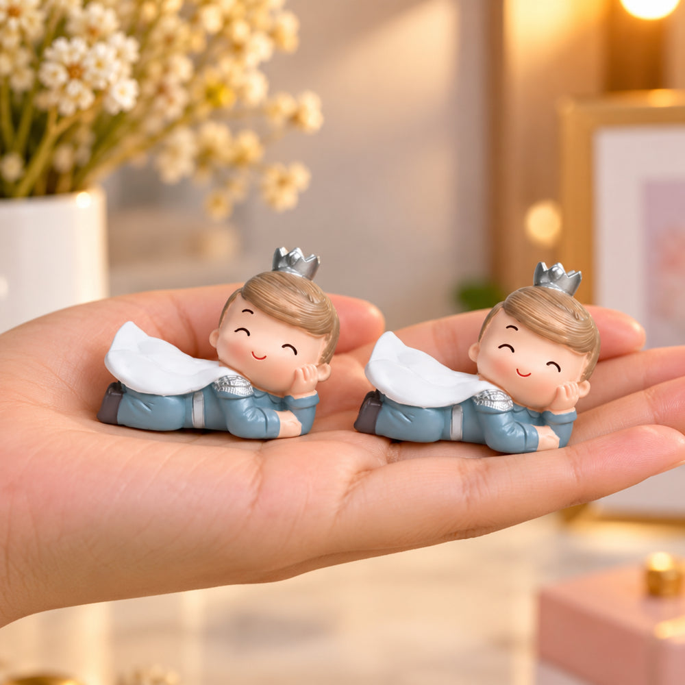( Pack of 2 Lying Prince | Car décor| Baby Shower Gifts | Shelf Décor | Resin Home décor