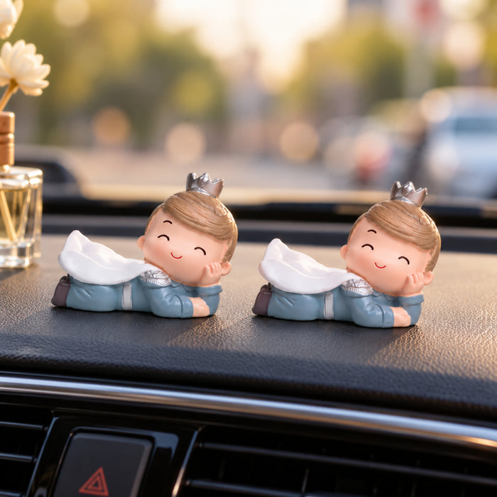 ( Pack of 2 Lying Prince | Car décor| Baby Shower Gifts | Shelf Décor | Resin Home décor